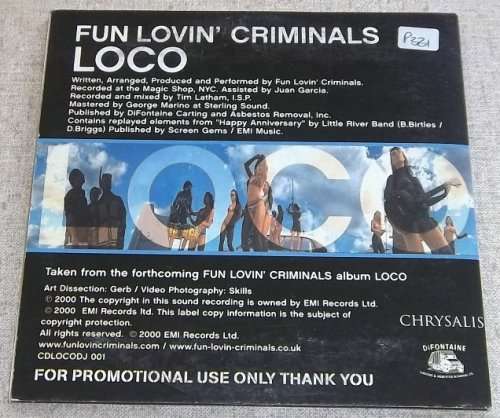 FUN LOVIN` CRIMINALS Loco CD Single Promo