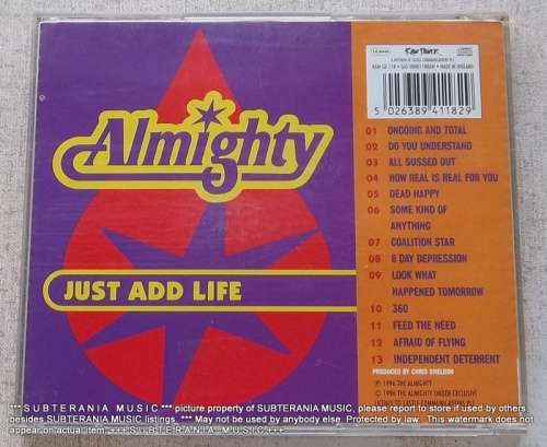 THE ALMIGHTY Just Add Life Ltd Edition Double CD
