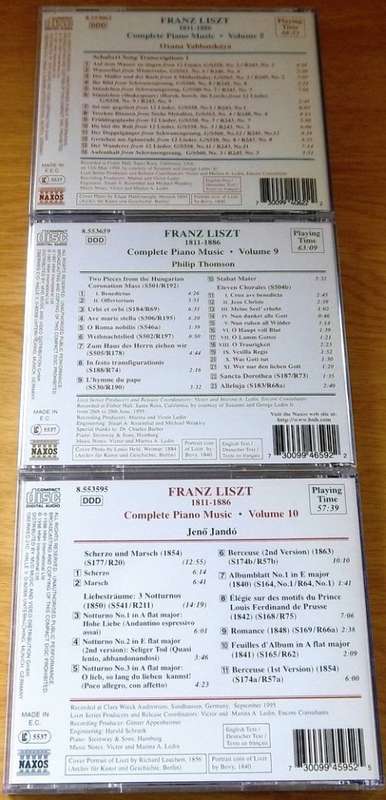 FRANZ LISZT : Piano Music Vol. 1 + 2 + 4 + 5 + 9 + 10