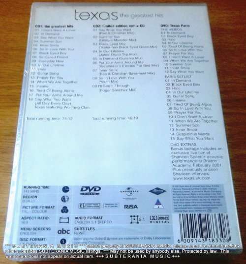TEXAS The Greatest Hits 2 CD + PAL DVD