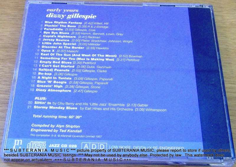 JAZZ GREATS DIZZY GILLEPSIE - THE EARLY YEARS [Shelf G Box 8]