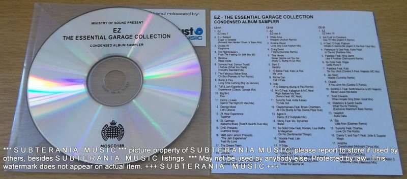 MINISTRY OF SOUND DJ EZ The Essential Garage Collection promo cardsleeve CD