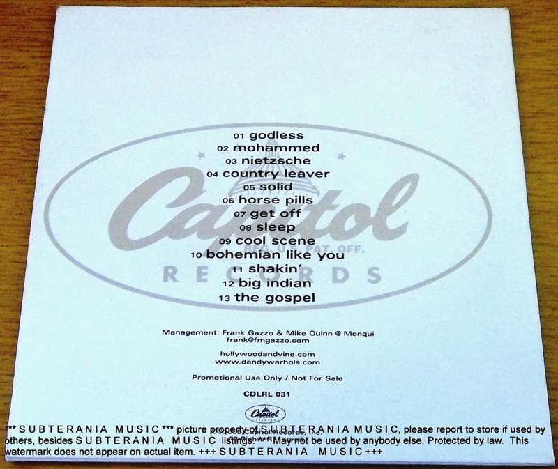 THE DANDY WARHOLS Thirteen Tales from Urban Bohemia Advance Album CD Cardsleeve