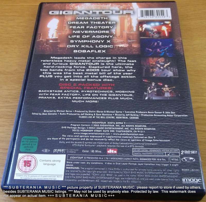 GIGANTOUR 2DVD MEGADETH Dream Theater Fear Factory Nevermore Life of Agony