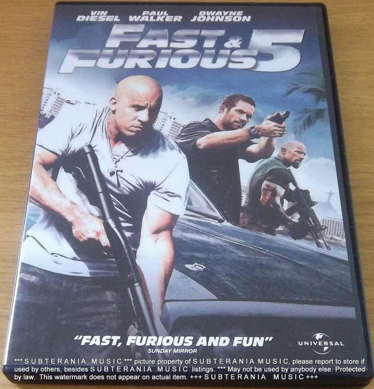 FAST & FURIOUS 5 DVD Vin Diesel Paul Walker Dwayne Johnson