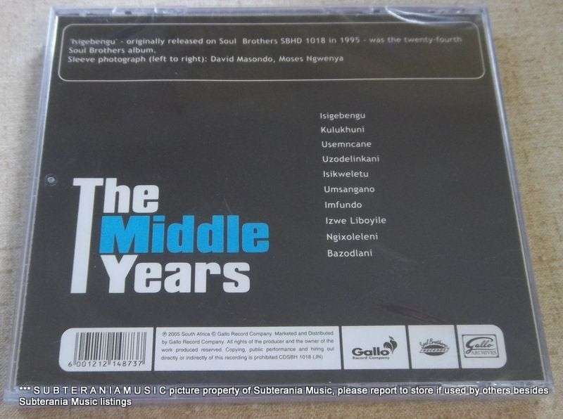 SOUL BROTHERS Isigebengu  The Middle Years CD