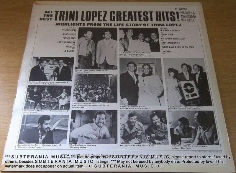 TRINI LOPEZ Greatest Hits!  Vinyl LP