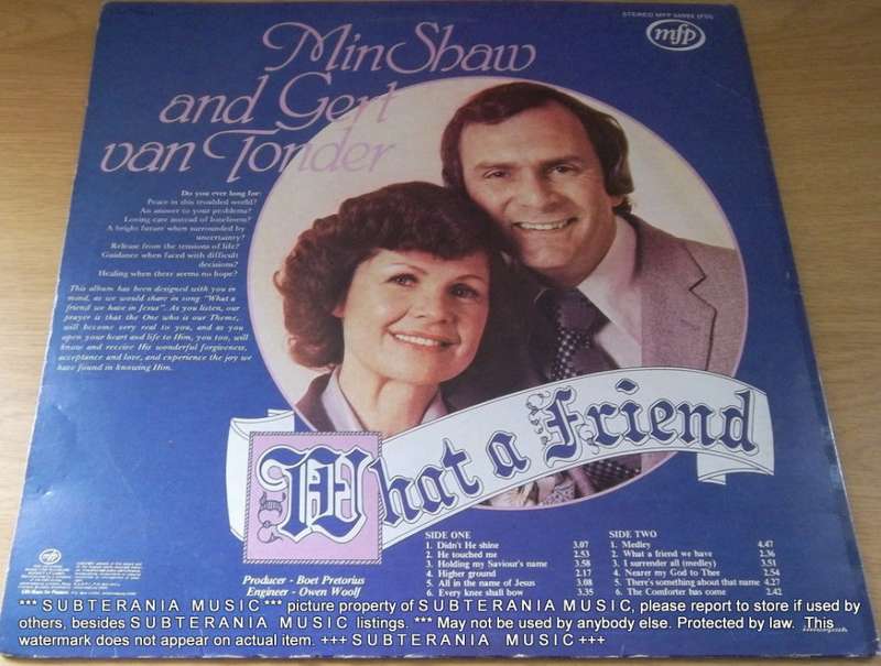 MIN SHAW AND GERT VAN TONDER What a Friend Vinyl LP