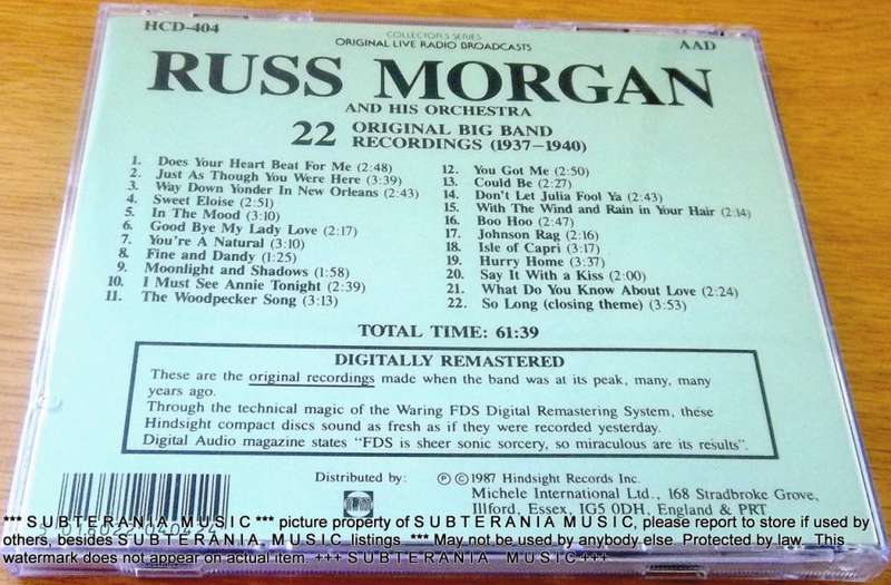RUSS MORGAN AND HIS ORCHESTRA 22 Original Big Band Recordings  [Shelf G Box 17]