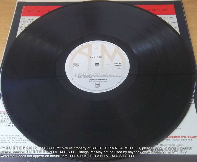 PETER FRAMPTON I`m In You Vinyl Record IMPORT