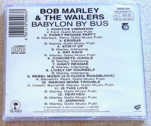 BOB MARLEY & THE WAILERS Babylon By Bus CD