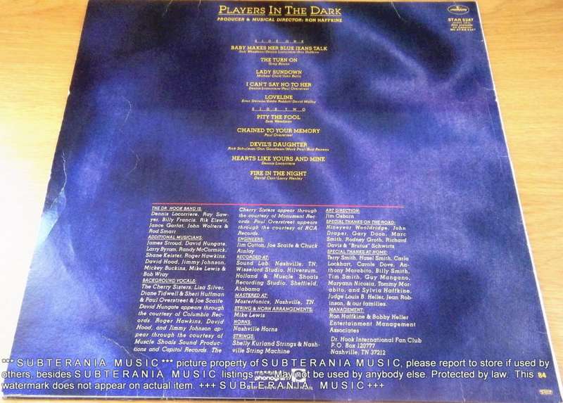 DR HOOK Players in the Dark Vinyl LP