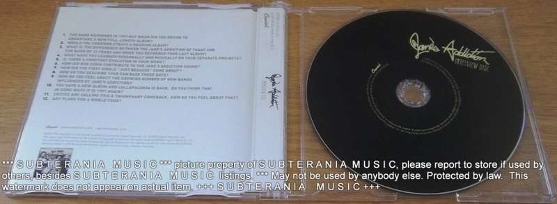 JANE`S ADDICTION Interview Disc  [Shelf G Box 21]