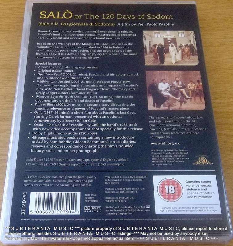 ART Movie SALO or the 120 days of Sodom DVD