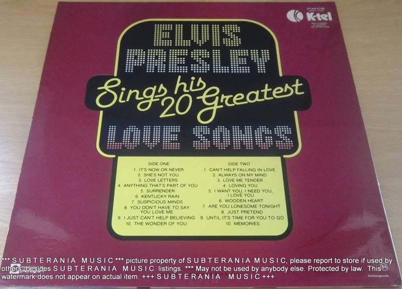 ELVIS PRESLEY 20 Greatest Love Songs LP Vinyl Record