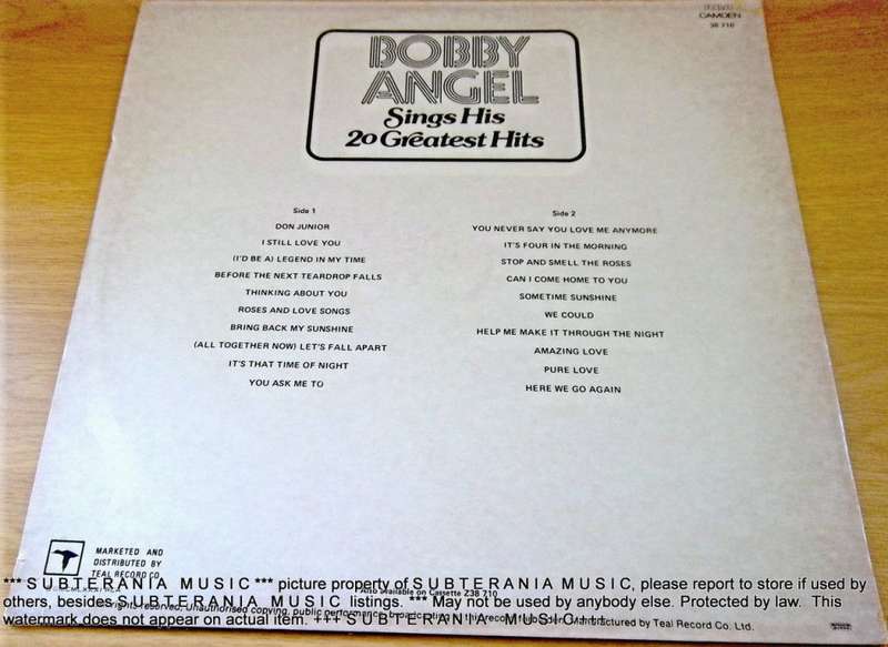 BOBBY ANGEL Sings His 20 Greatest Hits Vinyl Record