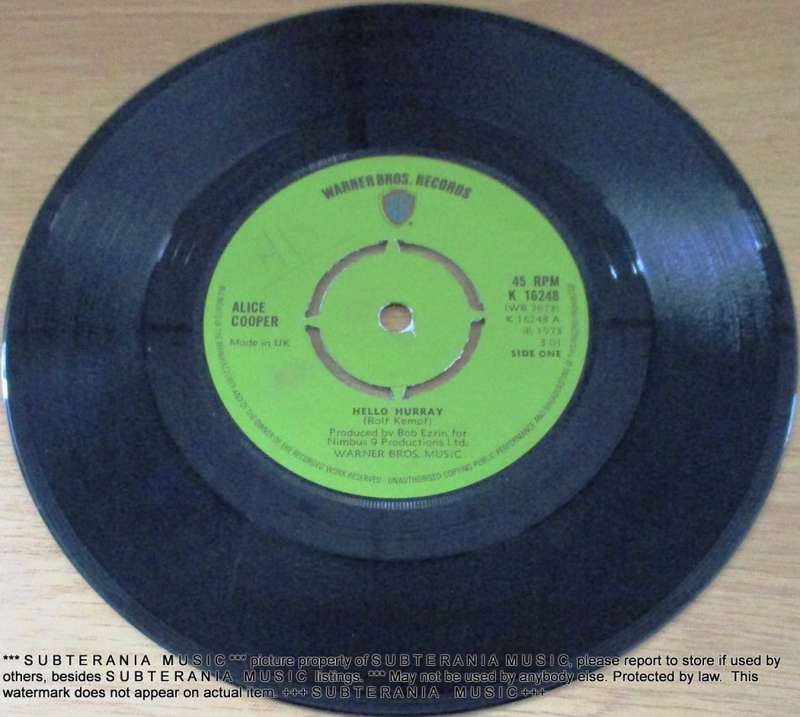 ALICE COOPER Hello Hooray  7` Single  BLACK vinyl