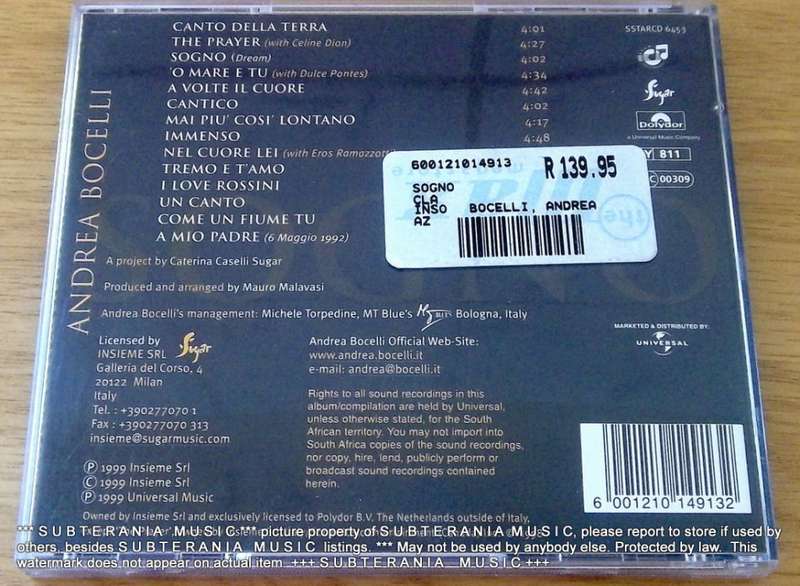 ANDREA BOCELLI Sogno  [Shelf G Box 7]