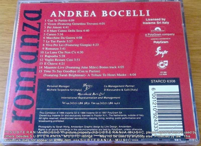 ANDREA BOCELLI Romanza [Shelf G Box 7]