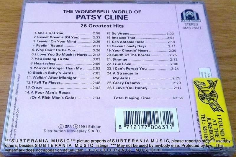 PATSY CLINE The Wonderful World of Patsy Cline  [Shelf G Box 13]