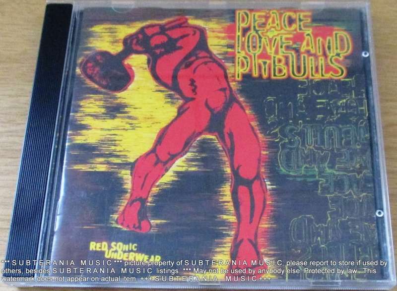 PEACE LOVE AND PITBULLS Red Sonic Underwear   [Shelf G Box 18]  INDUSTRIAL EBM