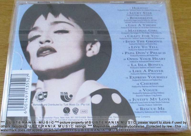 MADONNA The Immaculate Collection CD South African Pressing