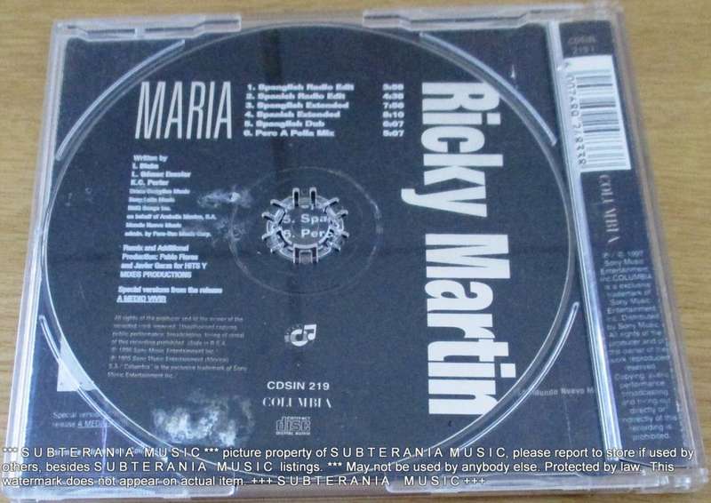 RICKY MARTIN Maria Remixes 97 South African CD Single