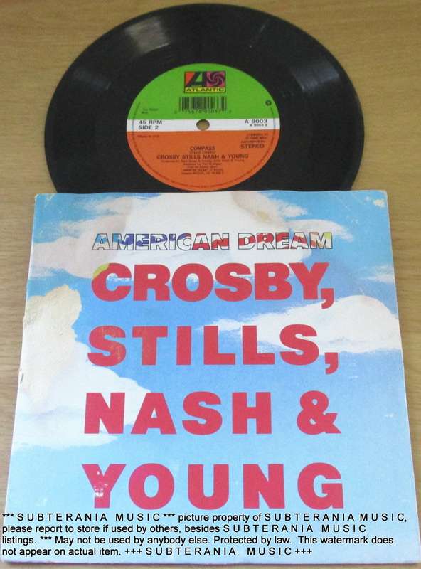 CROSBY STILLS NASH AND YOUNG 7` single American Dream BLACK vinyl IMPORT