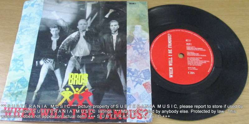 BROS When Will I Be Famous? 7` single BLACK vinyl