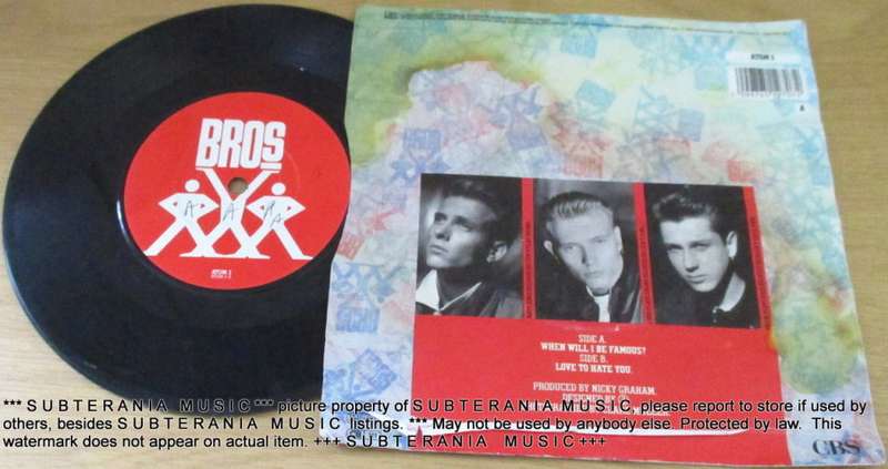 BROS When Will I Be Famous? 7` single BLACK vinyl