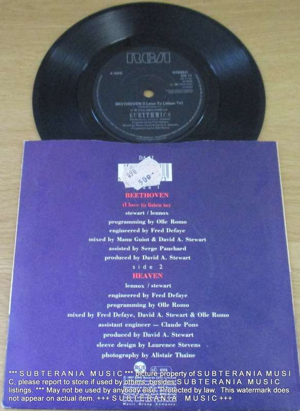 EURYTHMICS 7` single Beethoven IMPORT BLACK vinyl