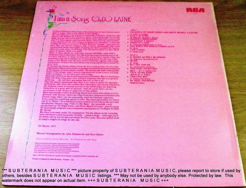 CLEO  LAINE  I Am A Song  VINYL RECORD