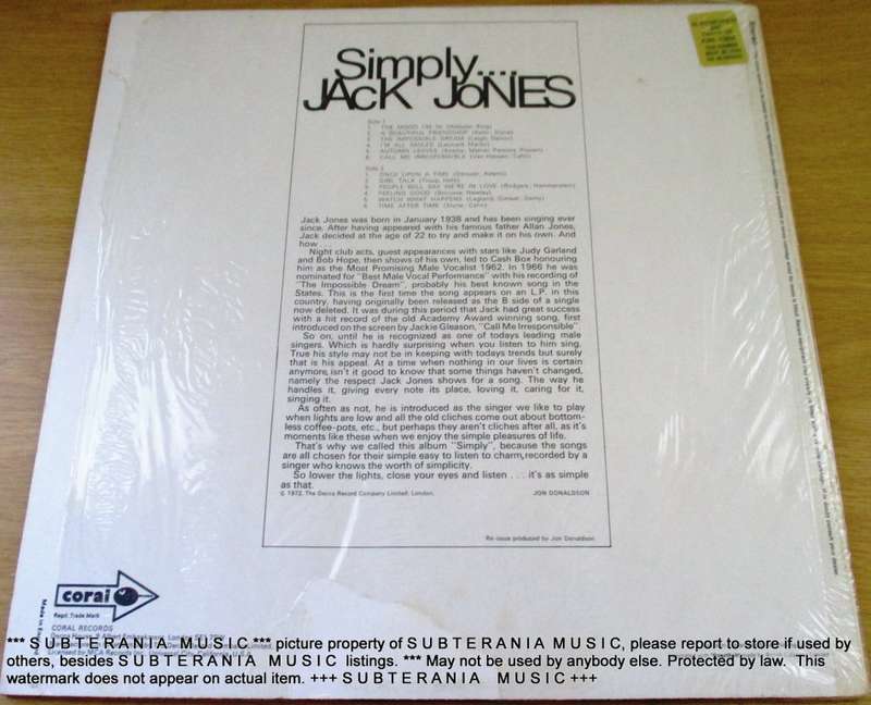 JACK JONES  Simply VINYL RECORD