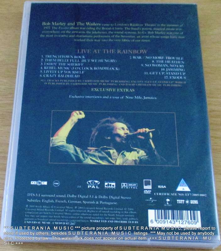 BOB MARLEY AND THE WAILERS Live at the Rainbow DVD