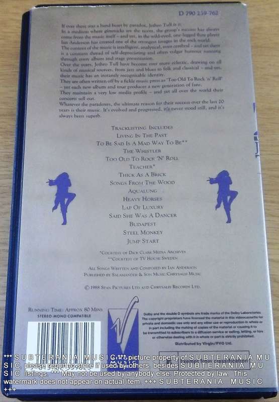 JETHRO TULL 20 Years of Jethro Tull VHS Video Cassette