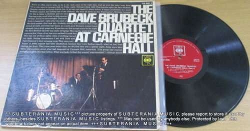 THE DAVE BRUBECK QUARTET AT CARNEGIE HALL 2 x VINYL RECORD