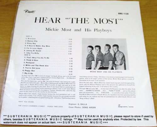 MICKIE MOST AND THE PLAYBOYS  Hear The Most  VINYL RECORD