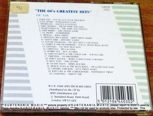 THE 60`S Greatst Hits  [Shelf G Box 23]