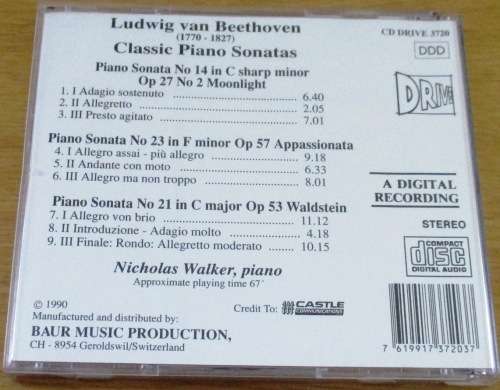 LUDWIG VAN BEETHOVEN Classic Piano Sonatas  [shelf G x 9]