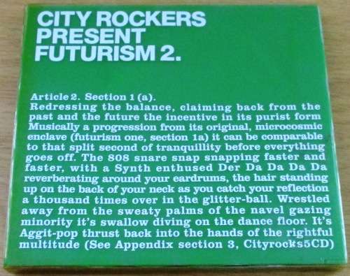 CITY ROCKERS  FUTURISM 2 Electro Pop 2XCD green cover [Shelf G box 14]
