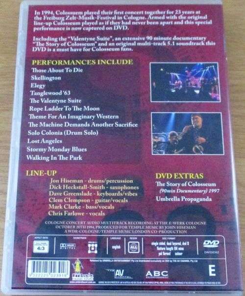 COLOSSEUM Cologne 1994 Reunion Concert DVD