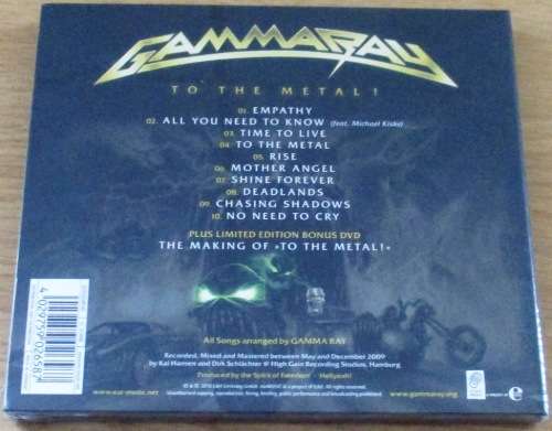 GAMMA RAY To The Metal! Ltd Edition CD+ DVD Digipak Deluxe Edition