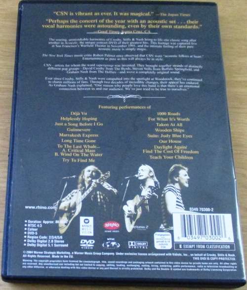 CROSBY, STILLS and NASH The Acoustic Concert IMPORT DVD REGION 1