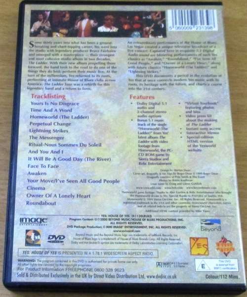 YES House of Yes Live from House of Blues IMPORT DVD