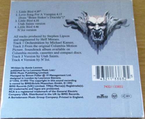 ANNIE LENNOX Little Bird Love Song for a Vampire UK IMPORT Single CD Cardsleeve