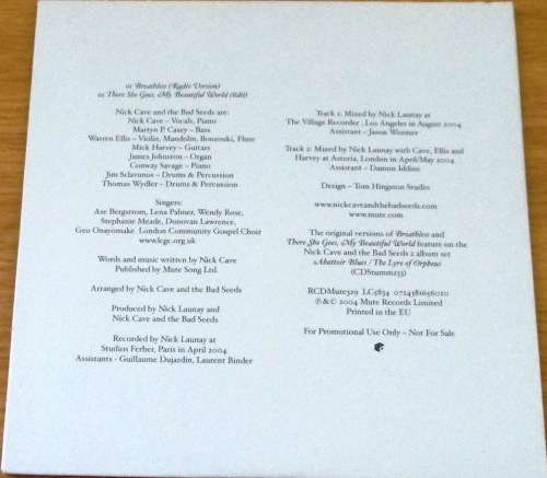 NICK CAVE AND THE BAD SEEDS  Breathless / There She Goes, My Beautiful World PROMO RADIO CD