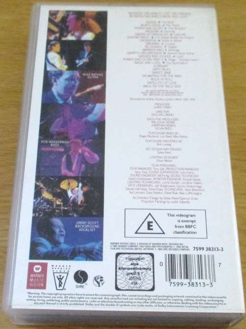 LOU REED Magic and Loss Live in Concert VHS Video Cassette