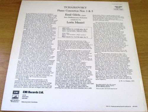 TCHAIKOVSKY PIANO CONCERTOS  Vinyl Record