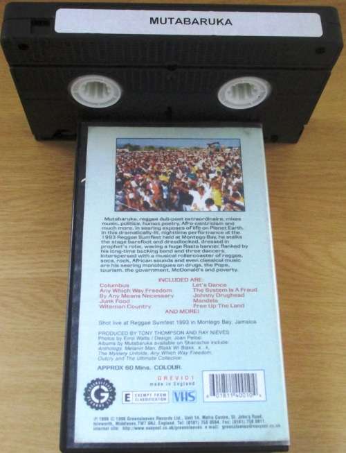 MUTABARUKA Live at Reggae Sunfest VHS Video Cassette
