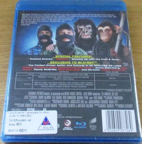 30 MINUTES OR LESS  Danny McBride Jesse Eisenberg BLU RAY